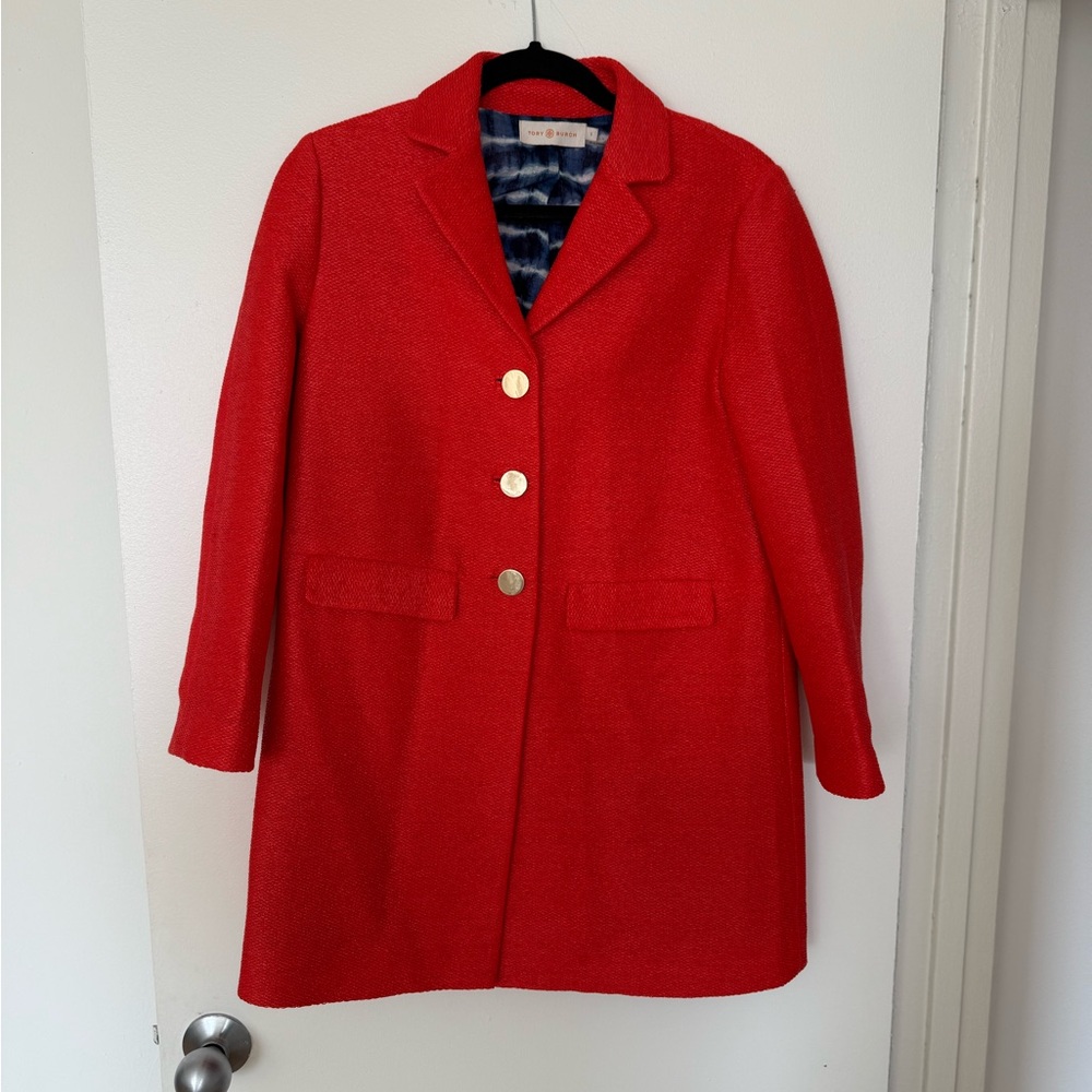 Tory Burch Red Blazer with Gold Buttons